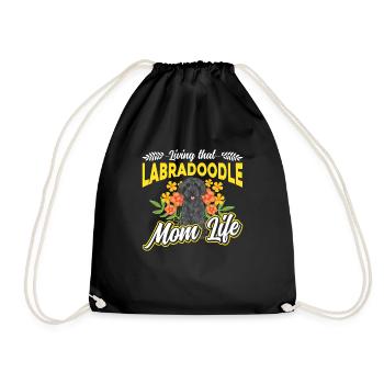 Labradoodle Dog - Drawstring Bag - black - Front