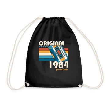 January Born 1984 39th birthday Gift 80s - Drawstring Bag - black - Front