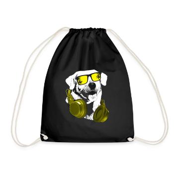 Labrador Hundefans Sonnenbrille Kopfhörer Labrador - Turnbeutel - Schwarz - Vorne