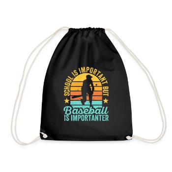School Matters Baseball Importanter Funny - Drawstring Bag - black - Front