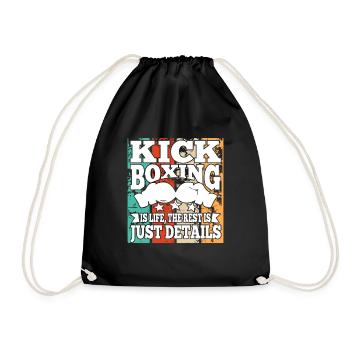 Kickboxing Is Life Boxing Gloves Funny Kickboxer - Drawstring Bag - black - Front