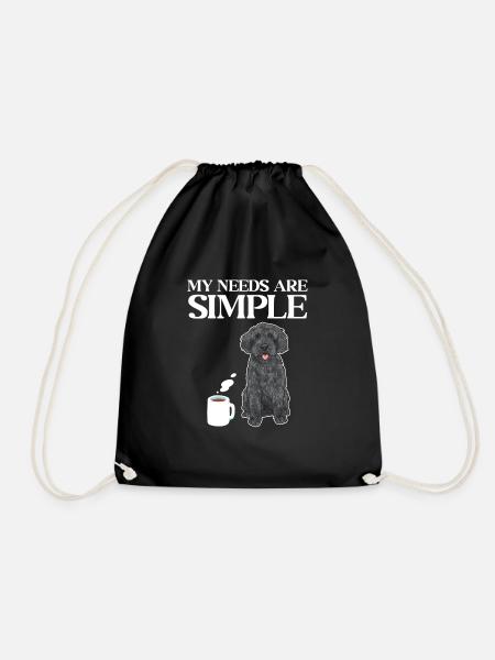 Labradoodle Dog - Drawstring Bag - black