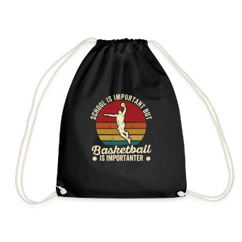 School is important, but basketball is more important - Drawstring Bag - black - Front