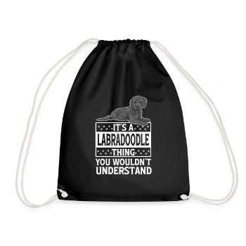 Labradoodle Dog - Drawstring Bag - black - Front