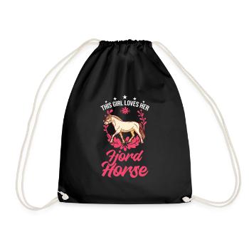 Fjord Horse Girl Norwegian Horse Fjord Horse - Drawstring Bag - black - Front