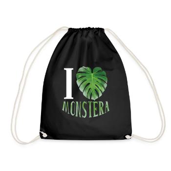 Liebe Monstera Blatt Pflanze Garten Hobbygärtner - Turnbeutel - Schwarz - Vorne