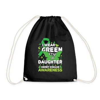 Je porte du vert pour la sensibilisation aux maladies rénales de ma fille - Sac de sport léger - noir - Devant