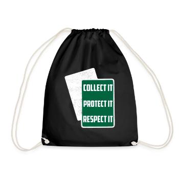 Collect It Protect It Respect It Funny TCG Trading - Drawstring Bag - black - Front