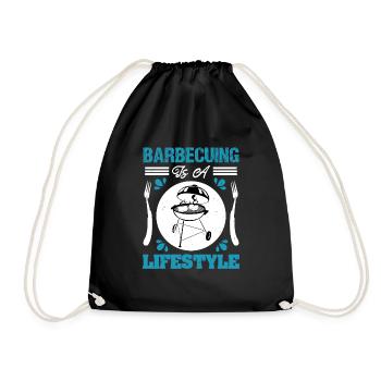 BARBECUING IS A LIFESTYLE - Drawstring Bag - black - Front