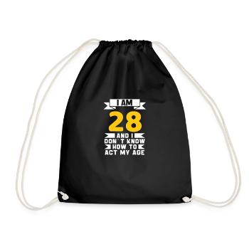 28 Jahre alt 28. lustiges Geburtstagsgeschenk - Turnbeutel - Schwarz - Vorne