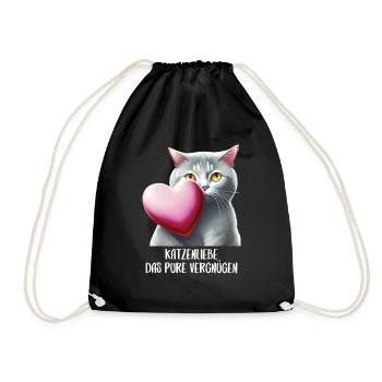 Katzen Sprüche Katzenmotiv Katzenliebhaber - Turnbeutel - Schwarz - Vorne