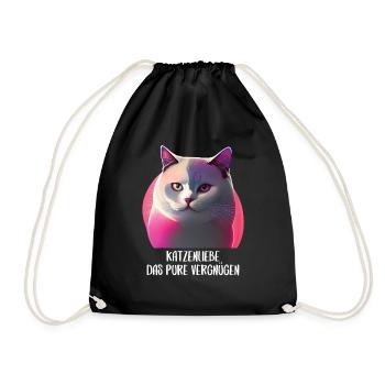 Katzen Sprüche Katzenmotiv Katzenliebhaber - Turnbeutel - Schwarz - Vorne