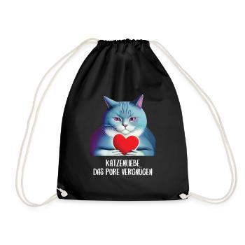 Katzen Sprüche Katzenmotiv Katzenliebhaber - Turnbeutel - Schwarz - Vorne