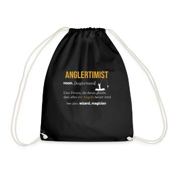 Angeln Tshirt Mann Fischer Rute Fischfang Fishing - Turnbeutel - Schwarz - Vorne