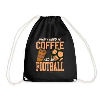 What I Need Is Coffee & My Football Retro Funny - Drawstring Bag - black - Front