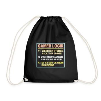 Gamer Logik Gaming Video Games Multiplayer Zocker - Turnbeutel - Schwarz - Vorne