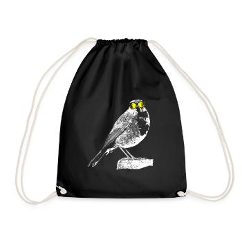Rotkehlchen Tierliebhaber Naturfans Sonnenbrille R - Turnbeutel - Schwarz - Vorne