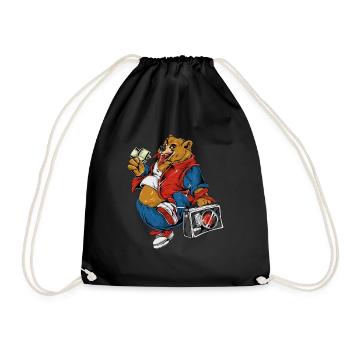 Funny Cute Bear - Drawstring Bag - black - Front