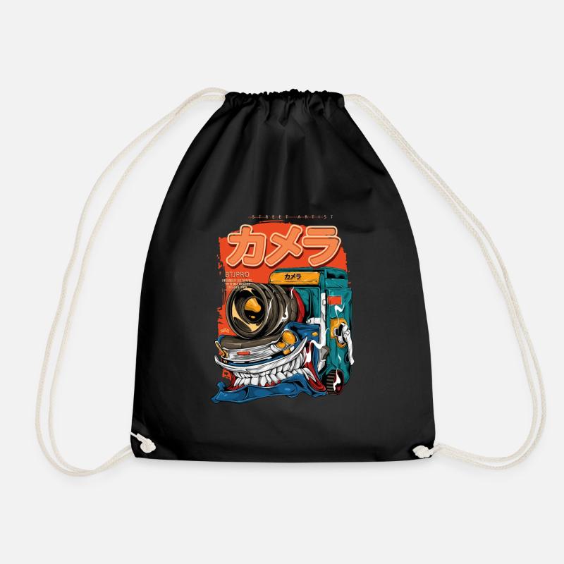 Monster Camera - Drawstring Bag - black