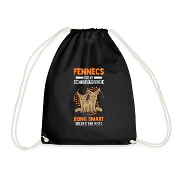 Fennek Geschenk Wüstenfuchs Fennec - Turnbeutel - Schwarz - Vorne