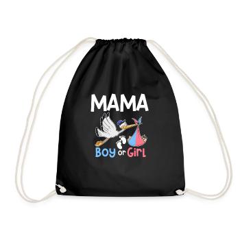 Mama Boy or Girl Gender Reveal Pregnancy Announcem - Drawstring Bag - black - Front