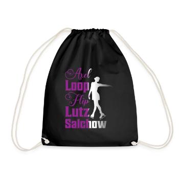 Axel Loop Flip Lutz Salchow Figure Skater Skating - Drawstring Bag - black - Front