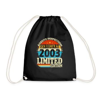 February 2003 Born birthday Retro - Drawstring Bag - black - Front