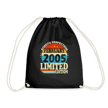 February 2005 Born birthday Retro - Drawstring Bag - black - Front
