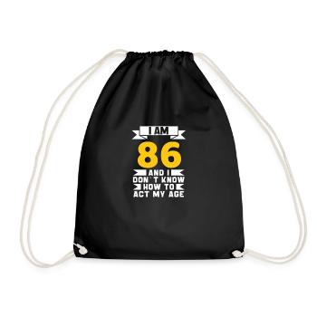 86 Jahre alt 86. lustiges Geburtstagsgeschenk - Turnbeutel - Schwarz - Vorne