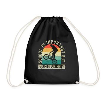 School is important, but BMX is even more important - Drawstring Bag - black - Front