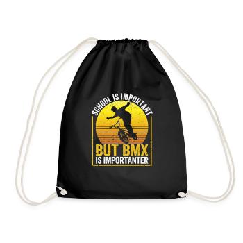 School is important, but BMX is more important BMX - Drawstring Bag - black - Front