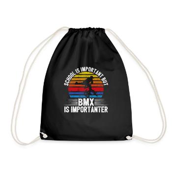 Fun school is important but Bmx is more important - Drawstring Bag - black - Front