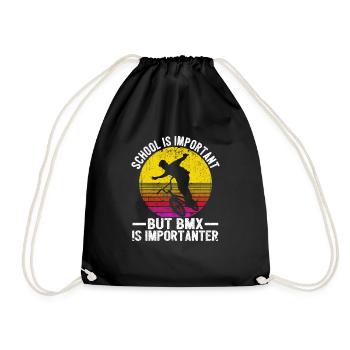 Fun school is important but Bmx is more important - Drawstring Bag - black - Front