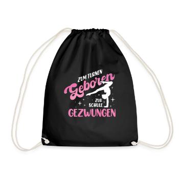 Turnen | Turnerin Gymnastik Turnen Mädchen Frauen - Turnbeutel - Schwarz - Vorne
