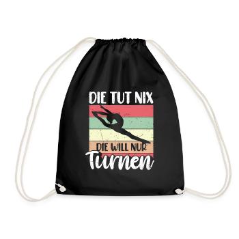 Turnen | Turnerin Gymnastik Turnen Mädchen Frauen - Turnbeutel - Schwarz - Vorne