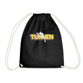 Turnen | Turnerin Gymnastik Turnen Mädchen Frauen - Turnbeutel - Schwarz - Vorne