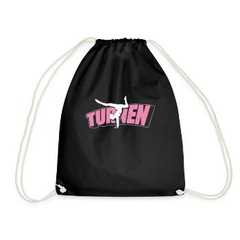Turnen | Turnerin Gymnastik Turnen Mädchen Frauen - Turnbeutel - Schwarz - Vorne