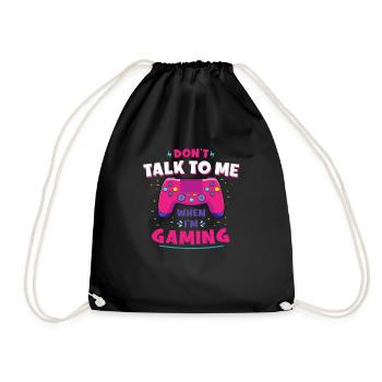Don't Disturb Gaming Funny Saying - Drawstring Bag - black - Front