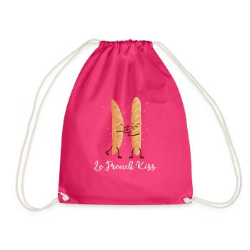 Frankreich Romantischer Spruch Le French Kiss - Turnbeutel - Fuchsia - Vorne