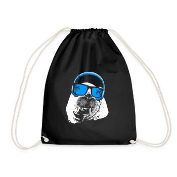 Walross Tierfans Kopfhörer Sonnenbrille Urlaub Nat - Turnbeutel - Schwarz - Vorne