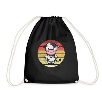 Retro Vintage Adorable Animal Cute Cow - Turnbeutel - Schwarz - Vorne