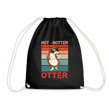 Hot Hotter Otter Funny animal love Otter love - Drawstring Bag - black - Front