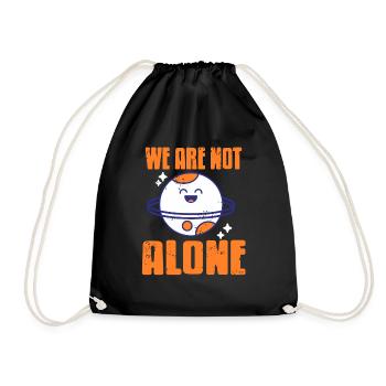 We Are Not Alone Retro Vintage Space Planets - Drawstring Bag - black - Front