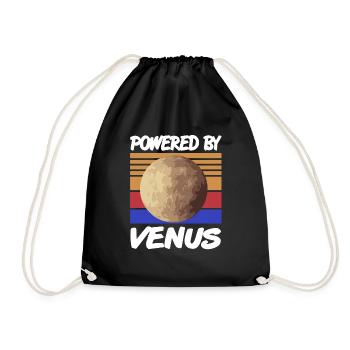 Powered By VENUS Retro Solar System Planet Designs - Drawstring Bag - black - Front