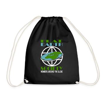 Flat Earth Society Member Around The Globe Funny - Drawstring Bag - black - Front
