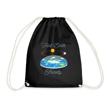 Flat Earth Society Retro Cool Flat Earther T-Shirt - Drawstring Bag - black - Front