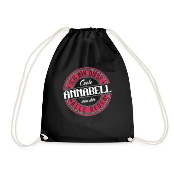 Annabell Geschenkidee Geschenk Geburtstag - Turnbeutel - Schwarz - Vorne