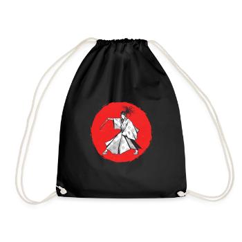 Japanese Samurai Woman Culture Aesthetic Otaku - Drawstring Bag - black - Front