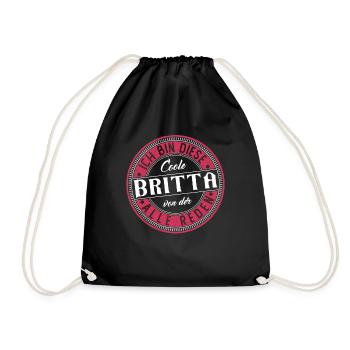 Britta Geschenkidee Geschenk Geburtstag - Turnbeutel - Schwarz - Vorne