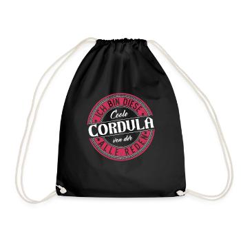 Cordula Geschenkidee Geschenk Geburtstag - Turnbeutel - Schwarz - Vorne